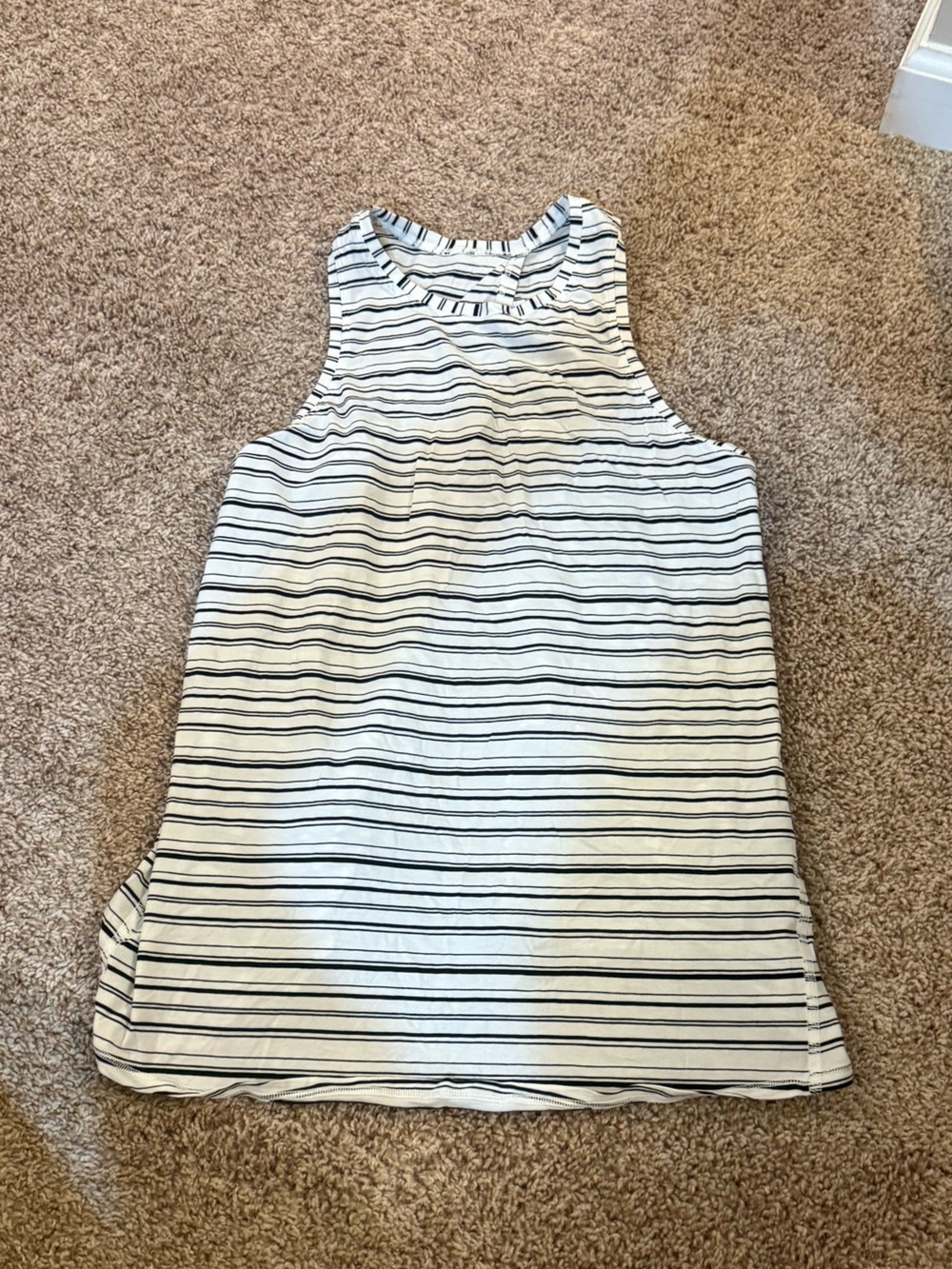 lululemon athletica White and Black Striped Racerback Tank